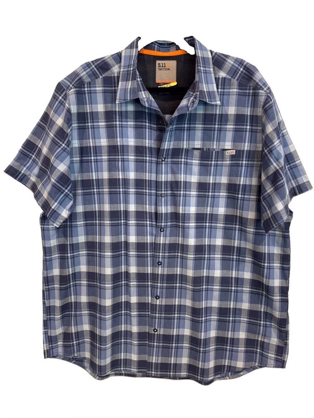 5.11 Tactical Shirt Mens XL Hunter Snap Short Slv Rapid Entry Baltic Blue Plaid